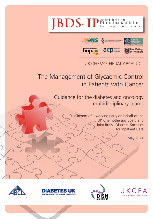 Report cover for guidance on diabetes control and patients with cancer