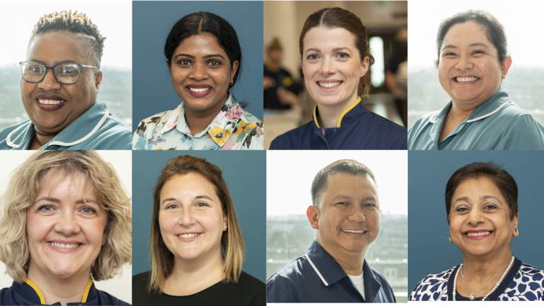 Eight portrait images of cancer clinical nurse specialists who work in hospital trusts in North Central London
