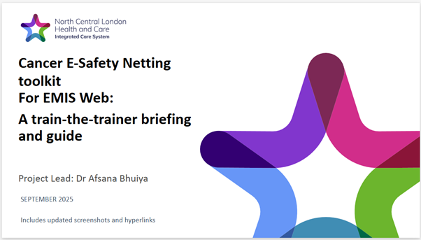 Cover of Cancer E-safety netting toolkit - train the trainer guide